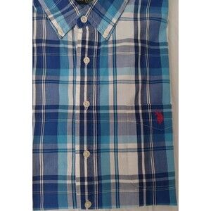 U.S.Polo Assn. Shirt Sz Men’s 2XLT Check Print Button Down Collared Shirt